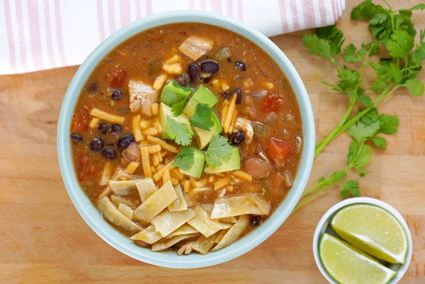 Teelixir Mexican-Style Creamy Chicken Tortilla easy simple Soup recipe with certified organic wild Siberian Chaga Mushroom dual extract powder for energy endurance antioxidant support Gluten Free dairy free delicious