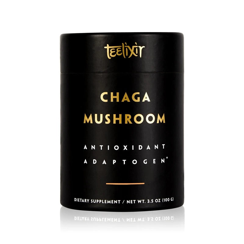 Teelixir Australian Certified Organic Wild Siberian Chaga Mushroom 10:1 Dual-Extract Powder Boost Antioxidants Increase Energy Natural Gut Health Relief wildcrafted vegan gluten free paleo non GMO 100g 3.5 oz